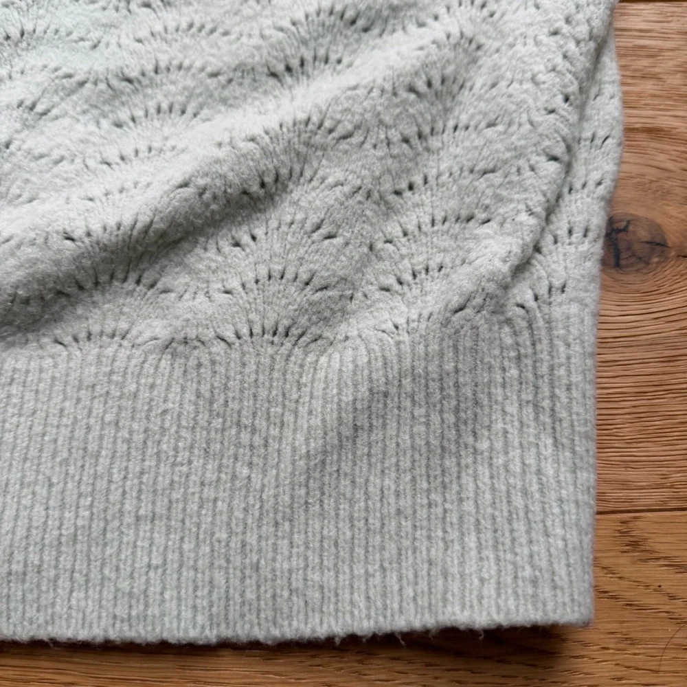 UNIQLO Light Souffle Yarn Pointelle Crew Neck Sweater pastel green  - M - Picture 11 of 13